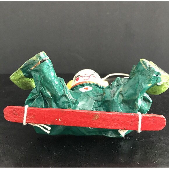 Mexican Paper Mache Vintage Folk Art Clown On Swing - Picture 5 of 9